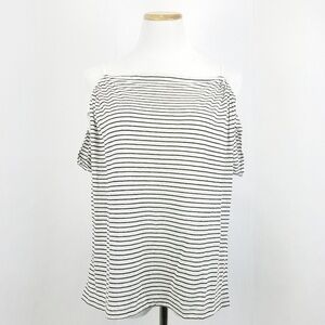 Max Studio London Small Sleeveless Striped Linen Top